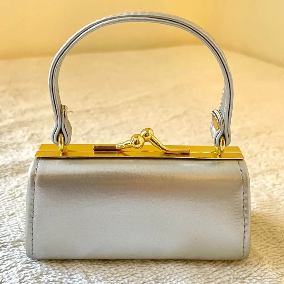 Set of 3 Miniature Handbags - Metallic Pink, White & Blue image indicator(7)