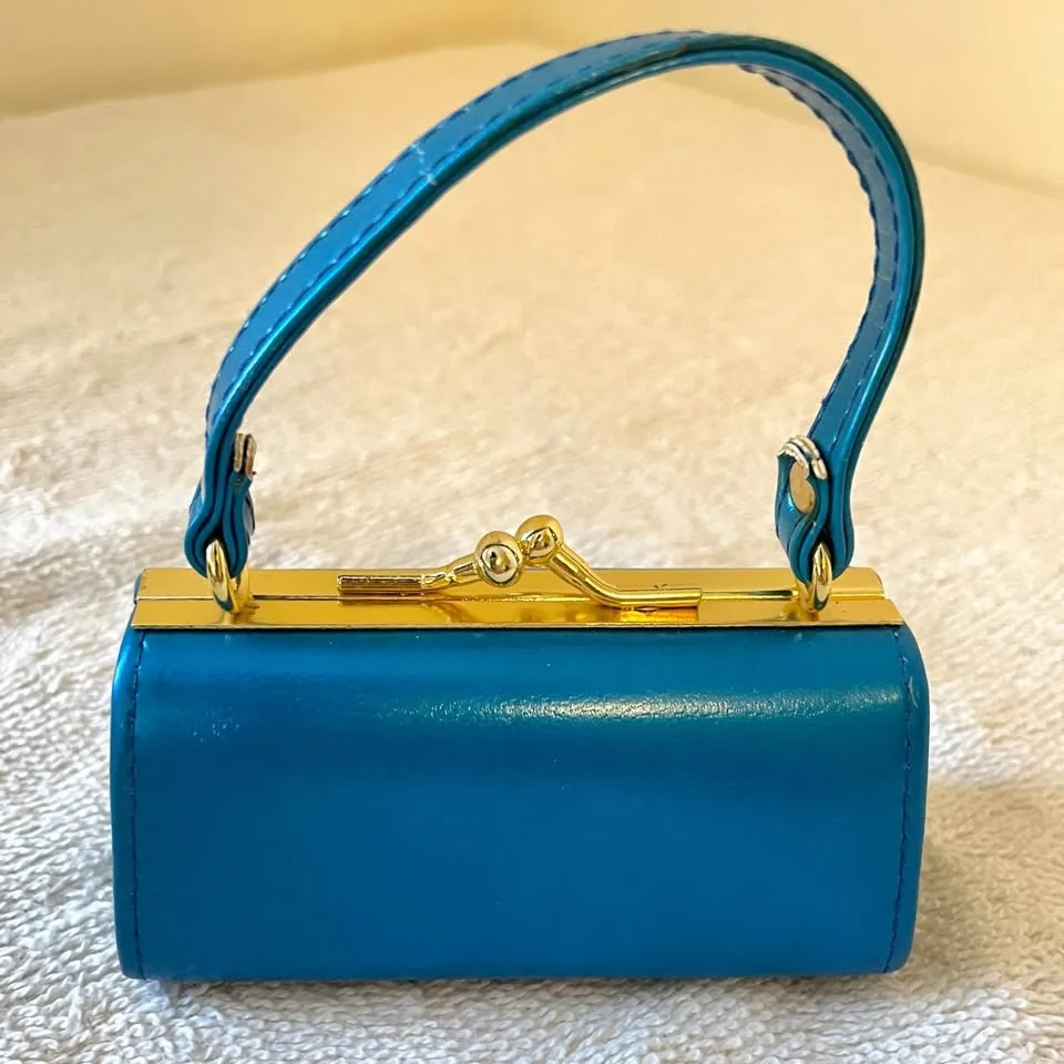 Set of 3 Miniature Handbags - Metallic Pink, White & Blue image indicator(9)