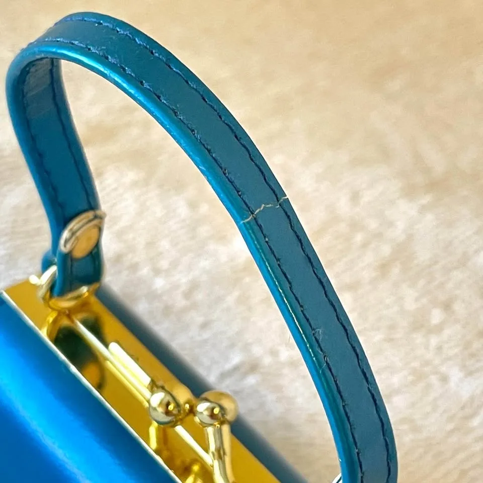 Set of 3 Miniature Handbags - Metallic Pink, White & Blue image indicator(10)