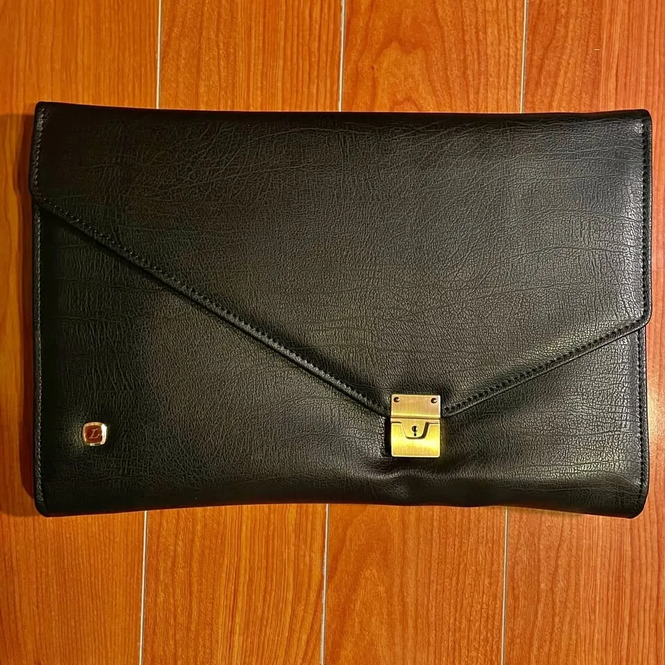 Black Envelope Clutch with Gold Accents