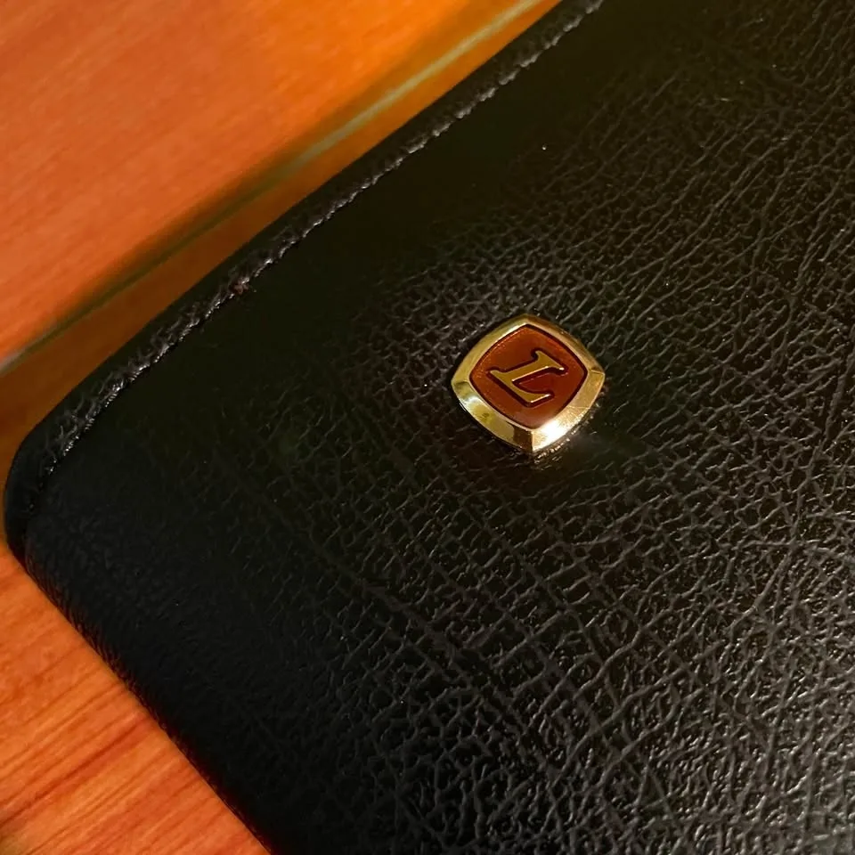 Black Envelope Clutch with Gold Accents image indicator(3)