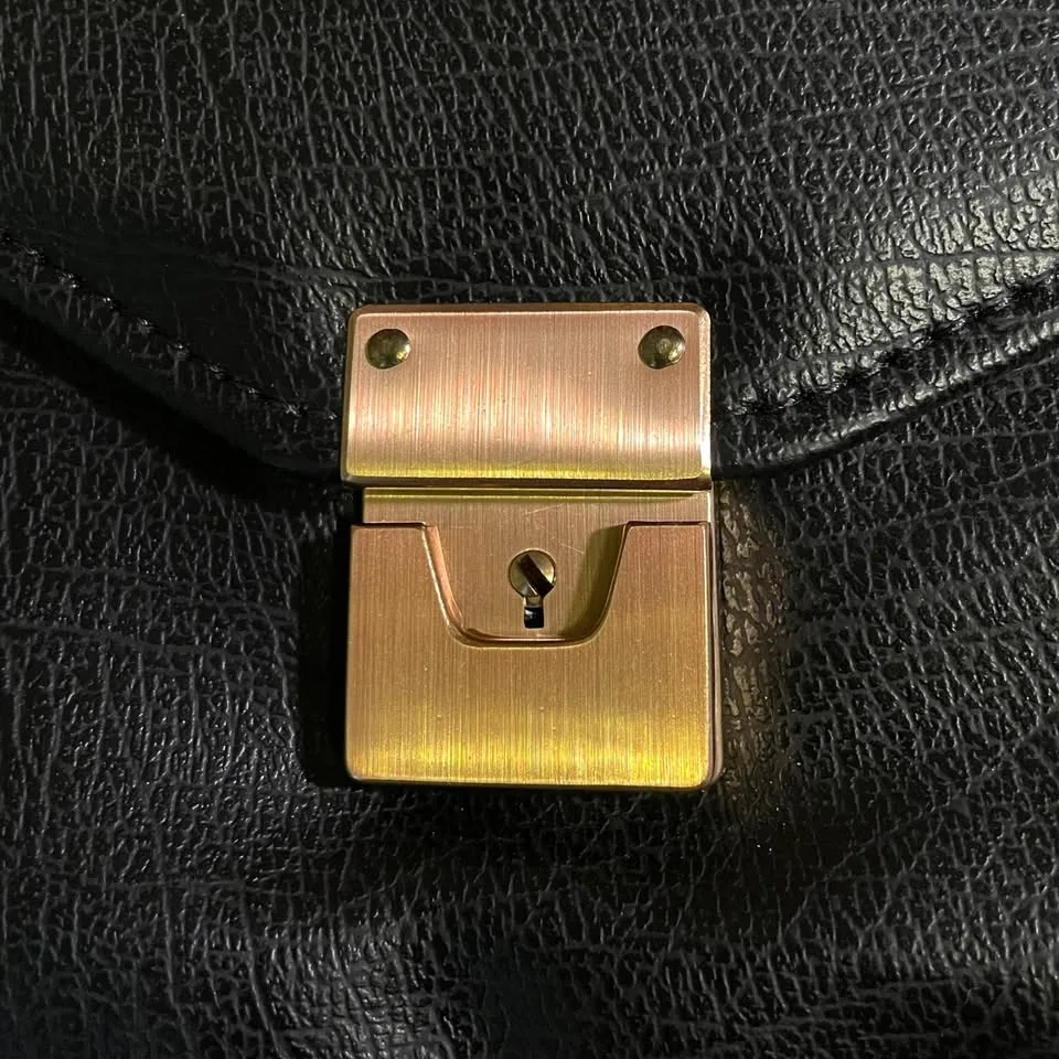 Black Envelope Clutch with Gold Accents image indicator(4)