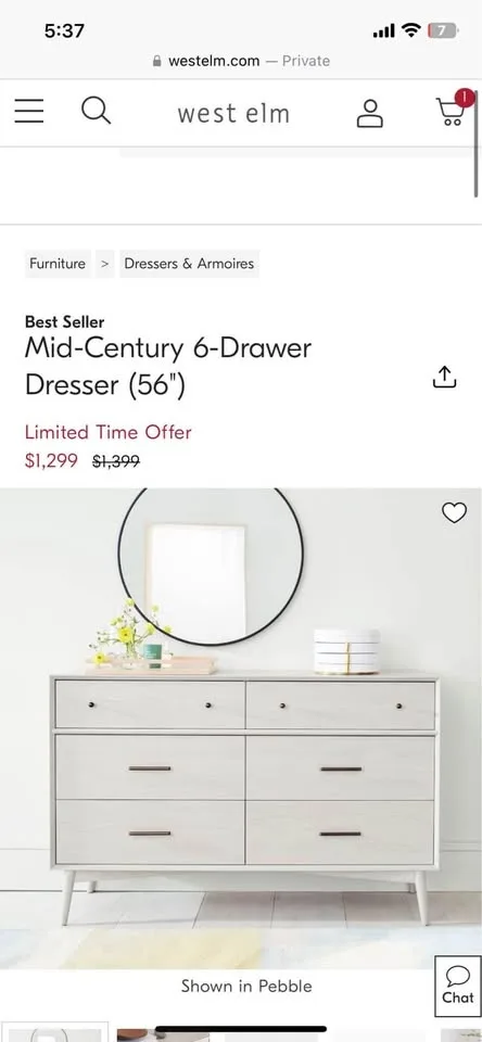 West elm Mid-Century 6-Drawer Dresser (56") image indicator(5)