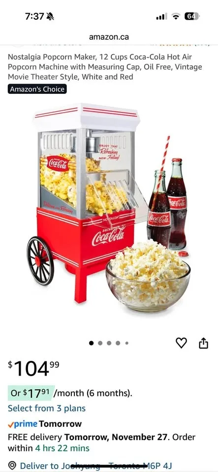 Coca Cola popcorn maker