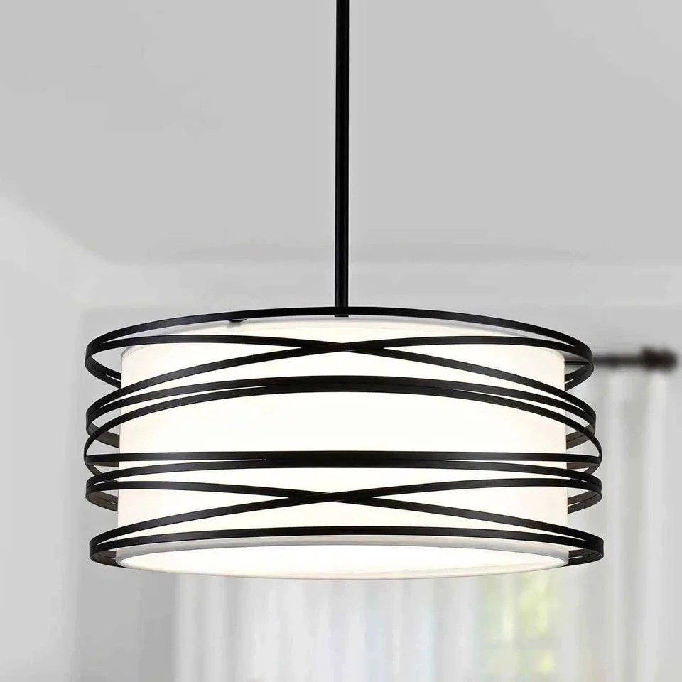 Corlaceling Black Drum Pendant Lighting