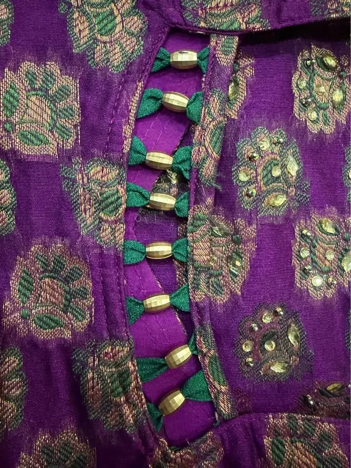 Luxury 3-Piece Festive Suit | Royal Purple x Emerald Green | Med image indicator(3)