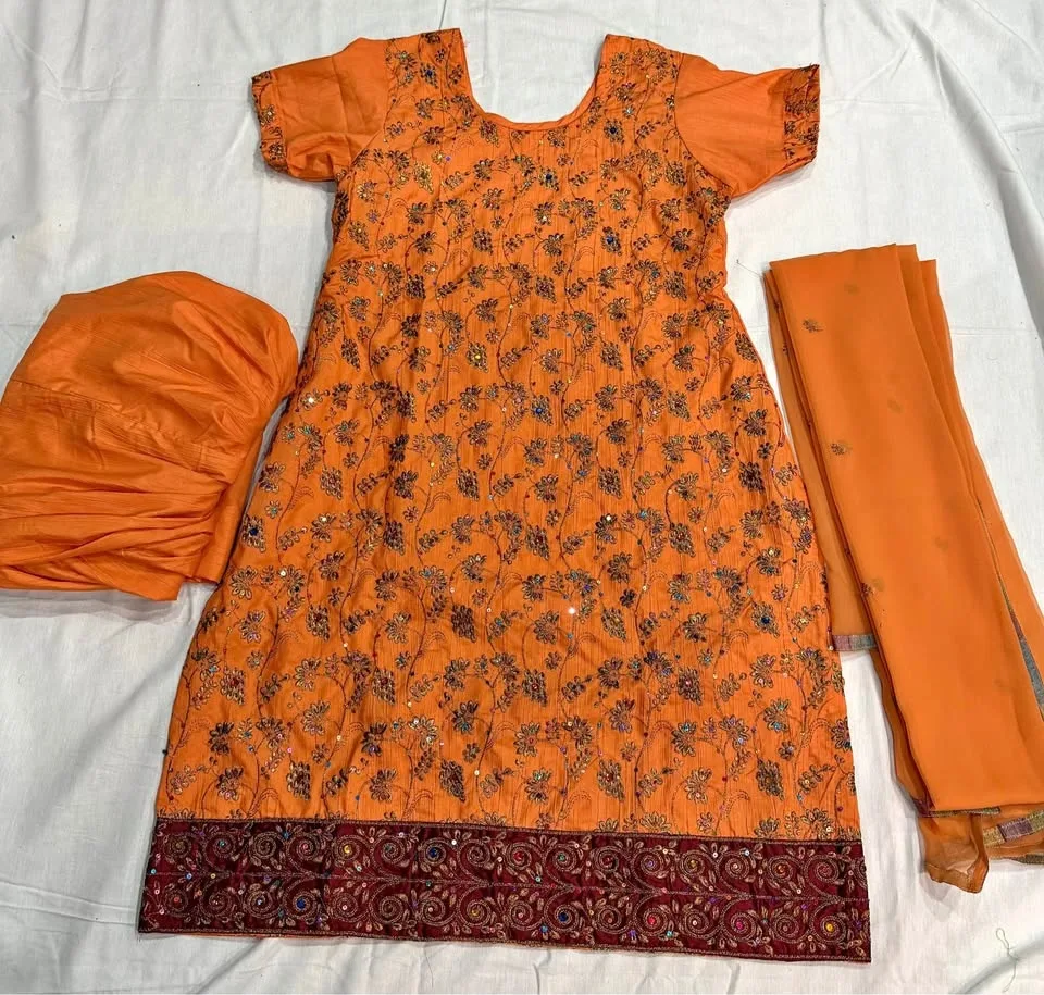 Elegant peach Embroidered Suit