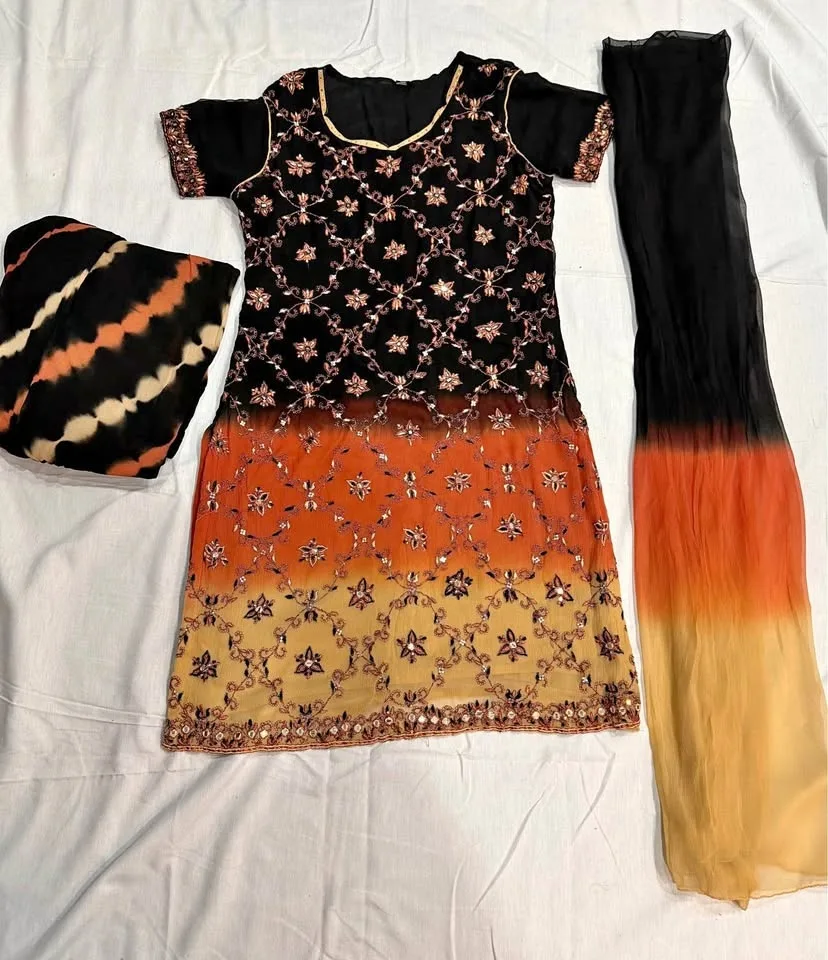 Beautiful Heavy-Work Suit – Black • Orange • Gold Ombre