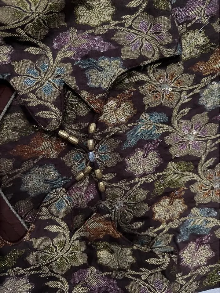 Beautiful Brown & Gold Brocade Suit image indicator(3)