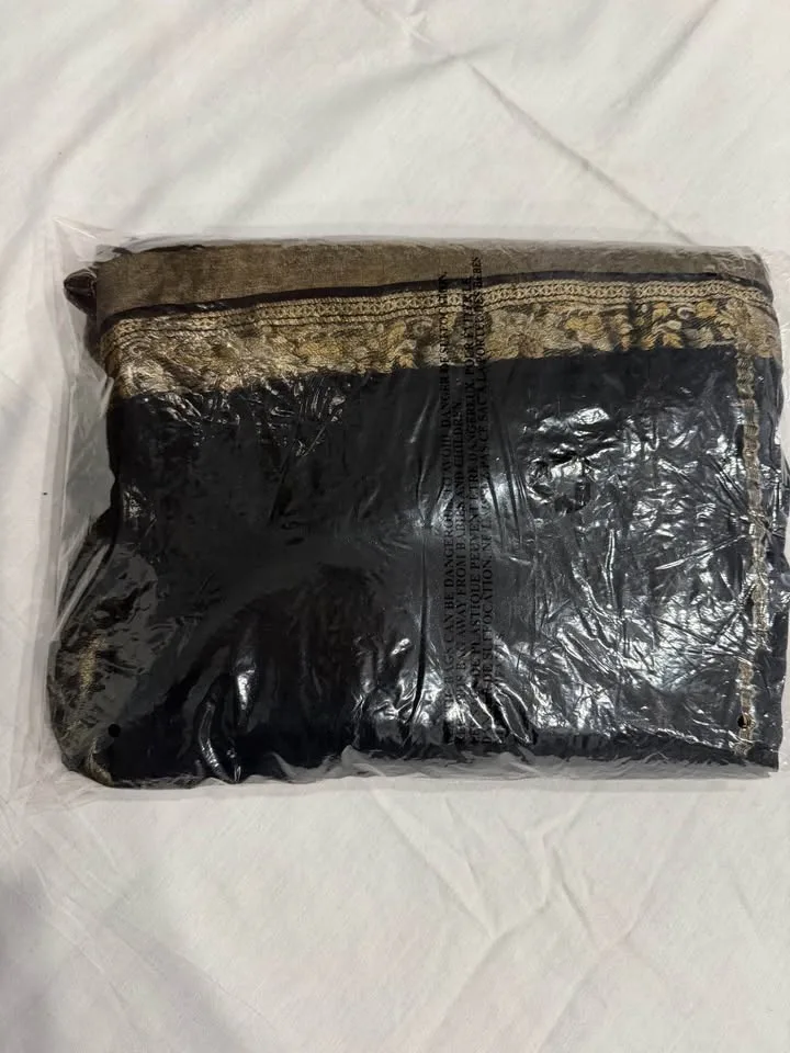 Very elegant silk and banarsi salwar suit in black image indicator(5)