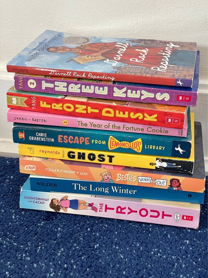 Middle school books: mystery, identity, adventure (9 books)