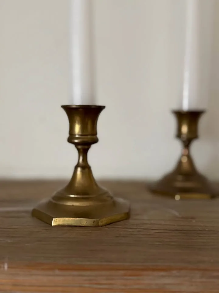 Vintage Brass Taper Candle Holders - Pair image indicator(2)