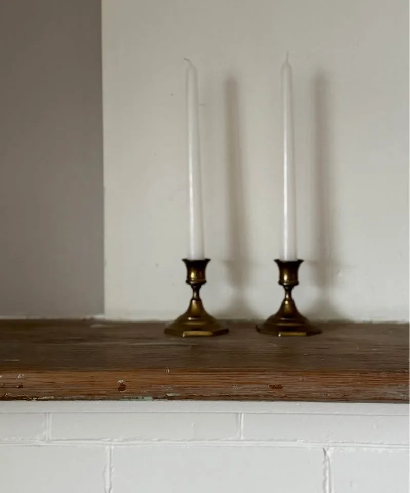 Vintage Brass Taper Candle Holders - Pair image indicator(3)