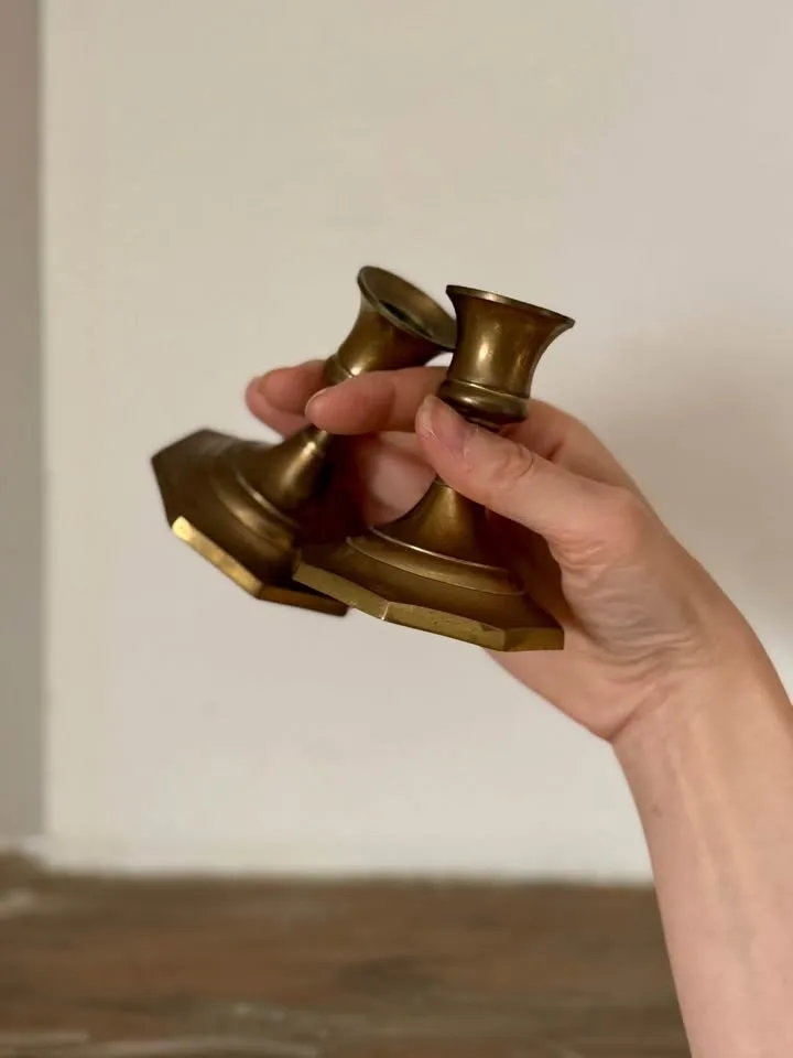 Vintage Brass Taper Candle Holders - Pair image indicator(4)