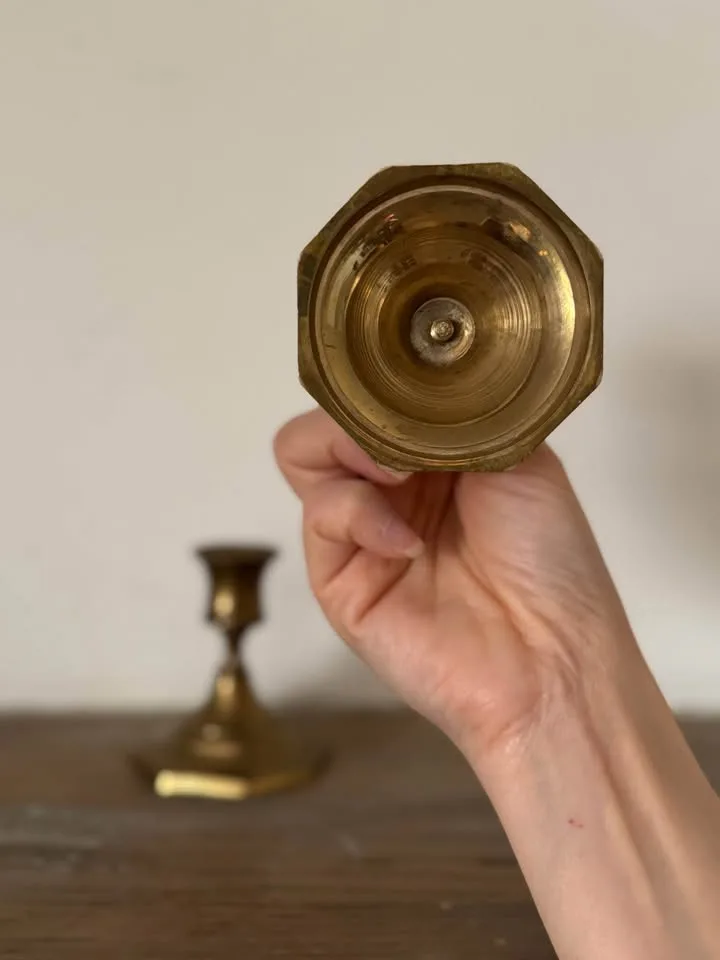 Vintage Brass Taper Candle Holders - Pair image indicator(5)