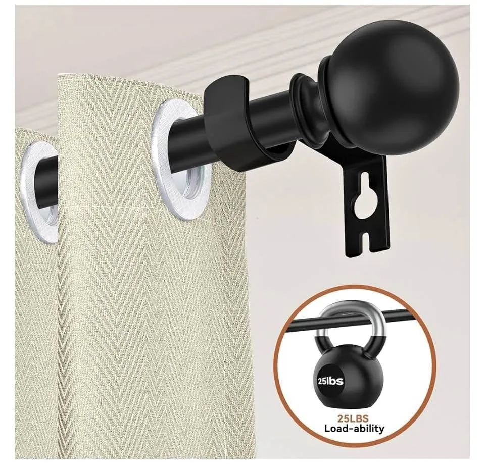 Curtain Bar - 115 CM - Black - Brand New w/ Brackets/Screws