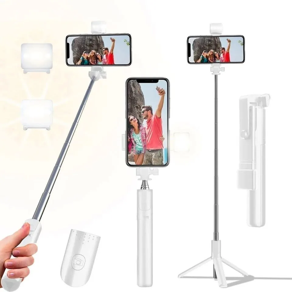 Selfie Stick Tripod - 40" with Wireless Remote Control & Light -