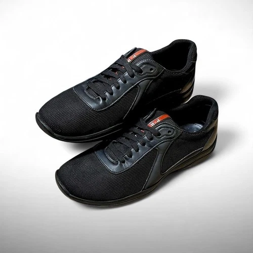 Prada America's Cup Black Leather Sneakers Size 8.5