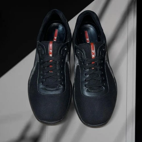 Prada America's Cup Black Leather Sneakers Size 8.5 - photo 2