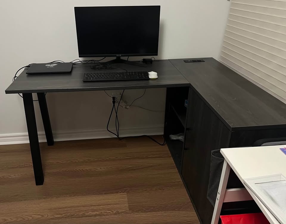 Wayfair Modern Dark Grey Oak L-Shaped Office Desk