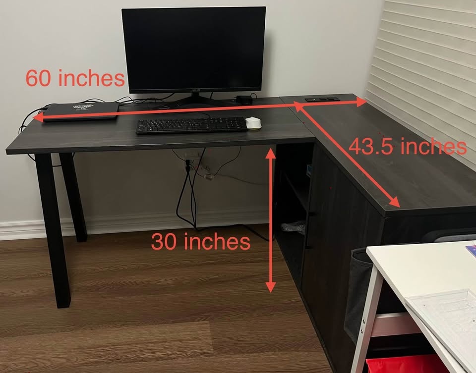 Wayfair Modern Dark Grey Oak L-Shaped Office Desk - photo 2