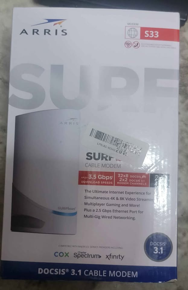 ARRIS S33 Cable Modem DOCSIS 3.1 Multi-Gigabit WiFi - photo 2