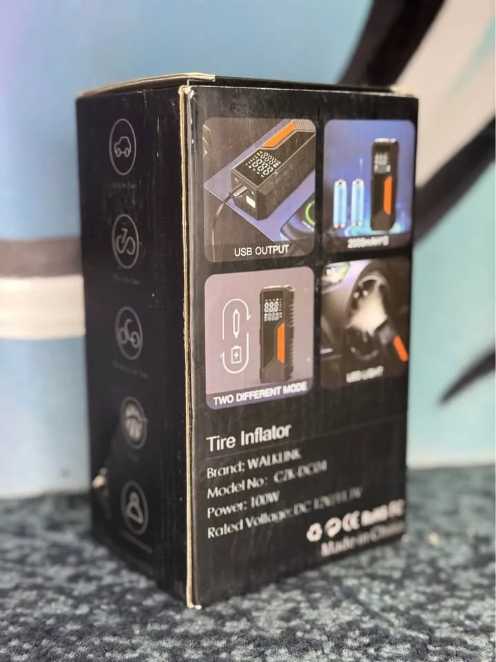 🚗 Portable Tire Inflator + Power Bank | 150 PSI Digital Air Pump image indicator(2)