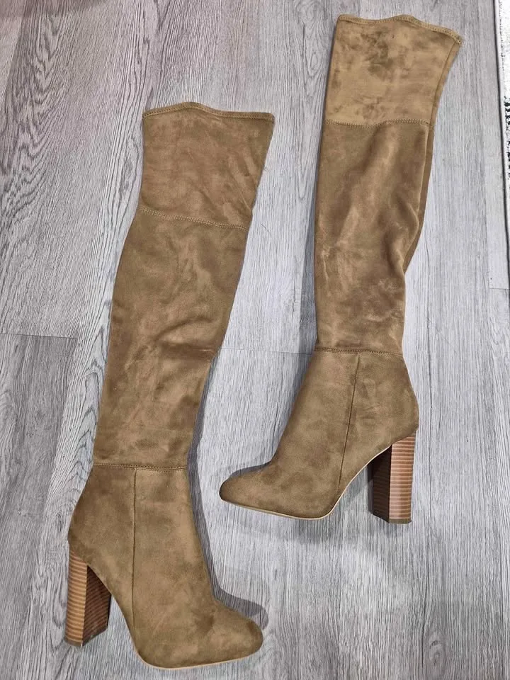 Aldo faux suede thigh high boots size 8.5