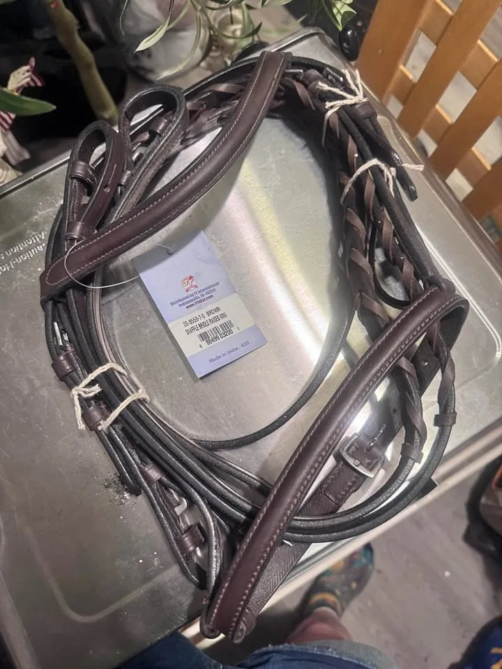 Brindle mini horse/pony padded elegant brown leather