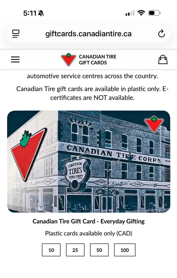 Canadian tire gift card