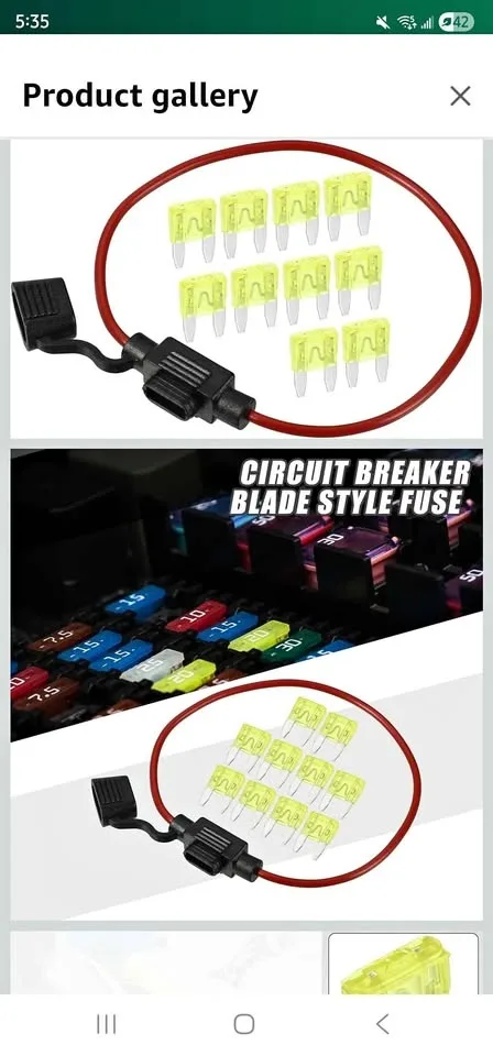 20A mini blade fuses with inline fuse harness