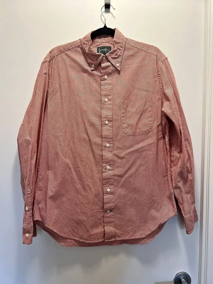 Gitman Bros Italian Poplin Red Striped Oxford Shirt SIZE M