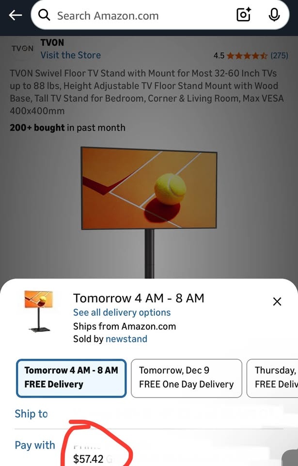 TVON Swivel Floor TV Stand 32-60 Inch TVs - photo 2