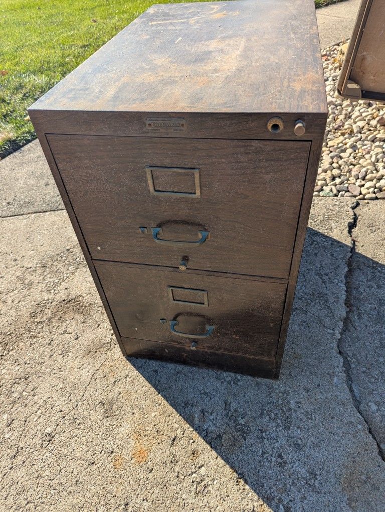 Two Drawer Metal Filing Cabinet Vintage