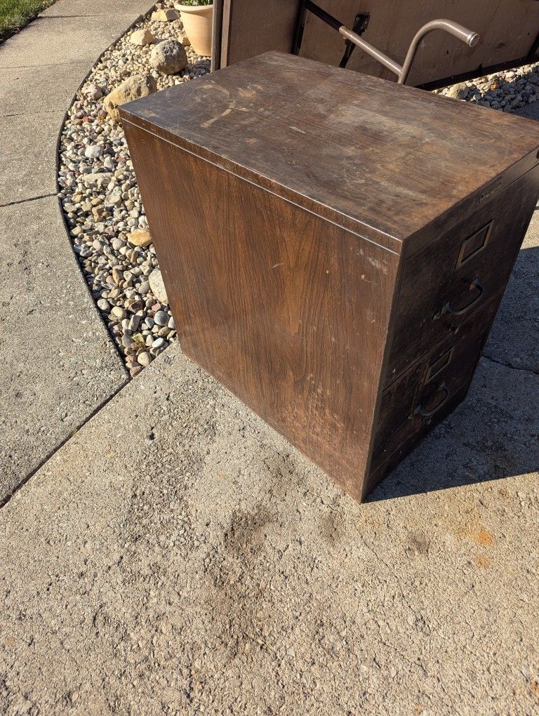Two Drawer Metal Filing Cabinet Vintage - photo 4