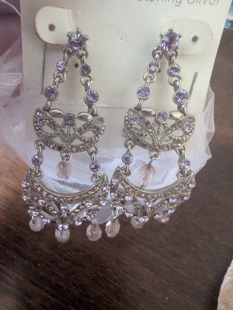 Vintage Purple And Pink Chandelier Earrings - photo 2