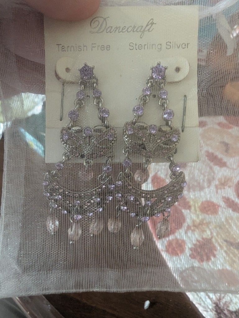 Vintage Purple And Pink Chandelier Earrings - photo 3