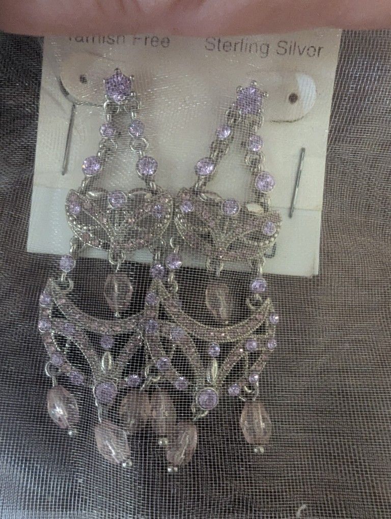 Vintage Purple And Pink Chandelier Earrings - photo 4