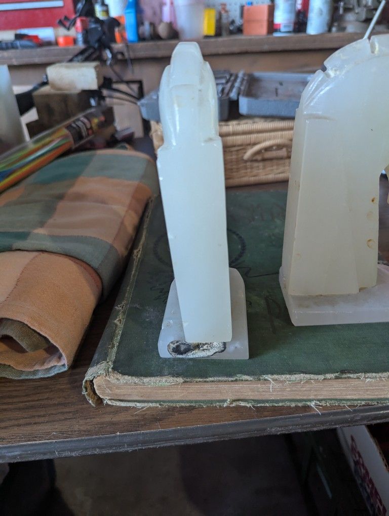 Vintage Art Deco Horse Head Onyx Marble Bookends - photo 4