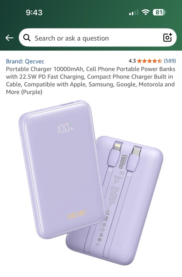 Qecvec 10000mAh Charger