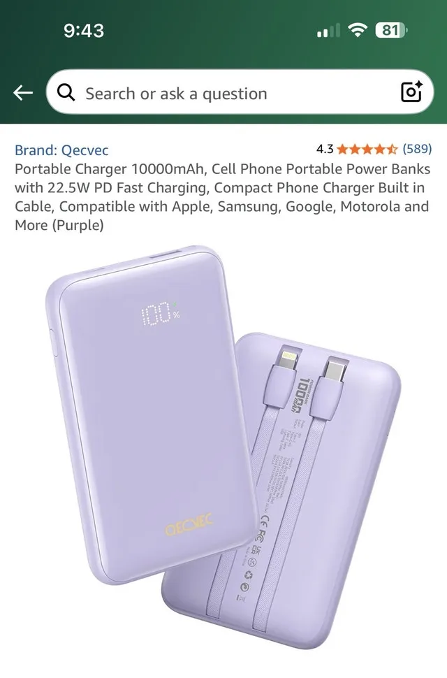 Qecvec 10000mAh Charger