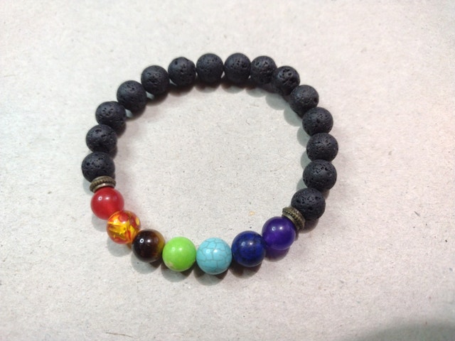 Chakra stones and lava rock bracelet
