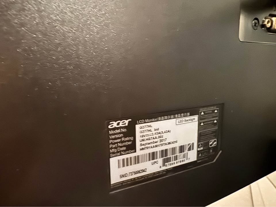 Acer 27” Monitor – Used Like New - photo 2
