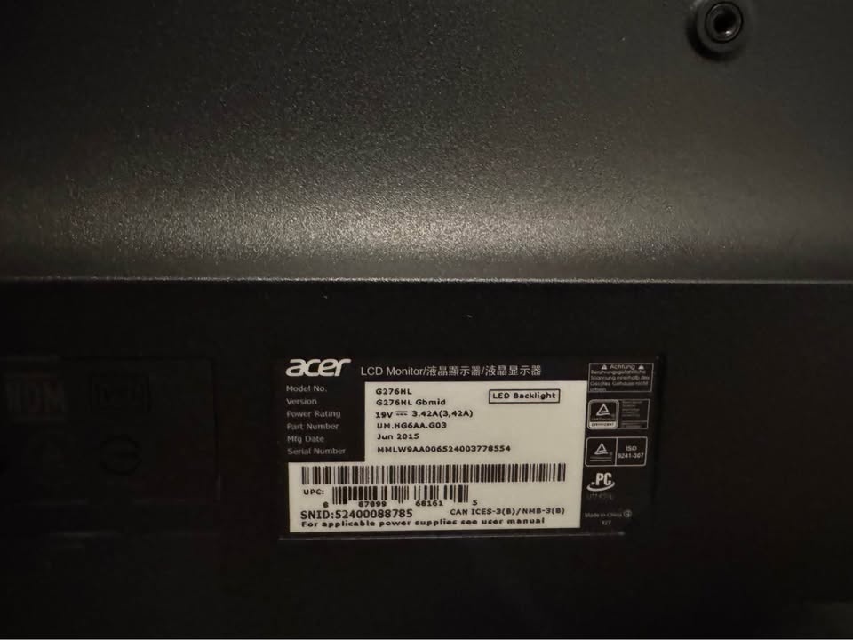 Acer 27” Monitor – Used Like New - photo 3