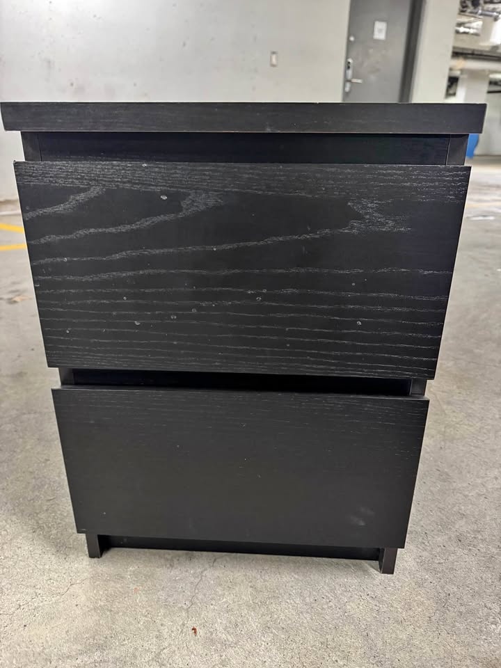 IKEA MALM, Black Nightstand – Good Condition