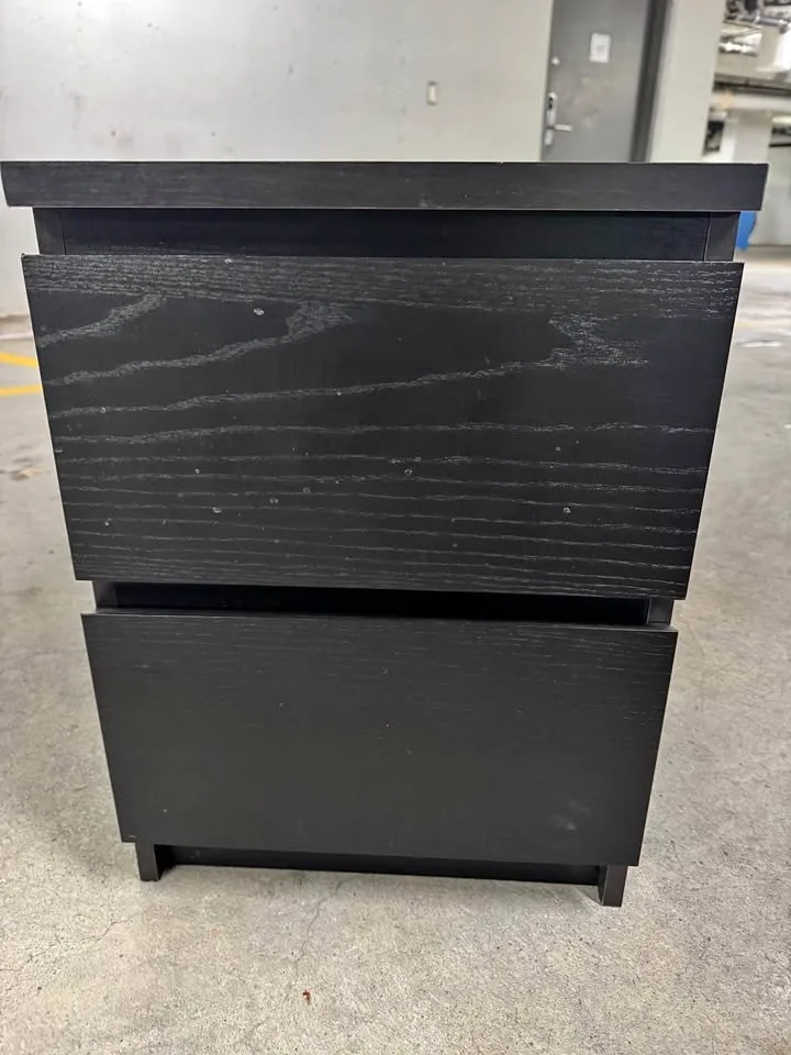 IKEA MALM, Black Nightstand – Good Condition