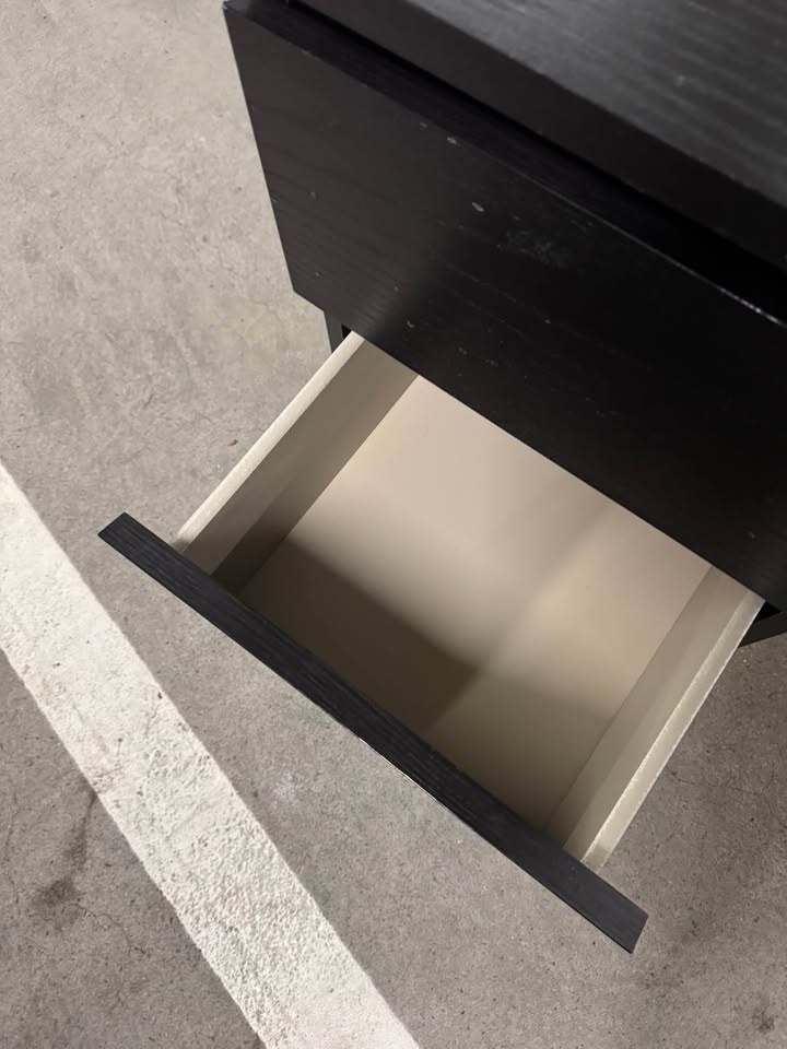 IKEA MALM, Black Nightstand – Good Condition - photo 2