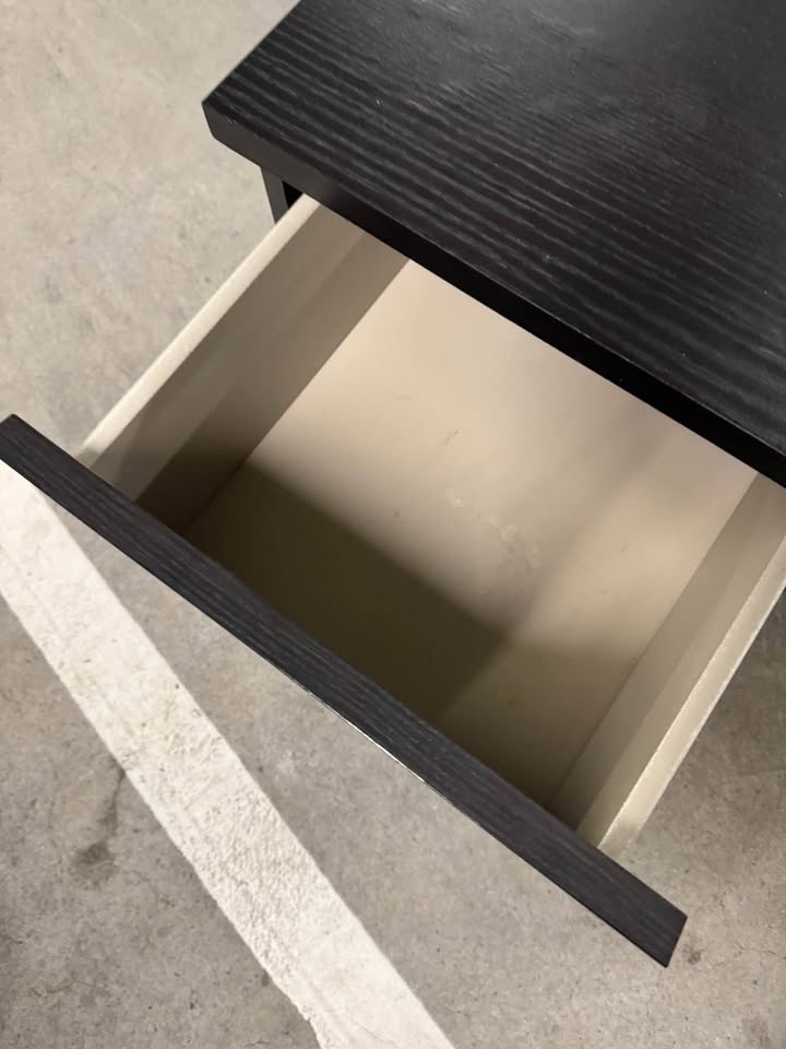IKEA MALM, Black Nightstand – Good Condition - photo 3