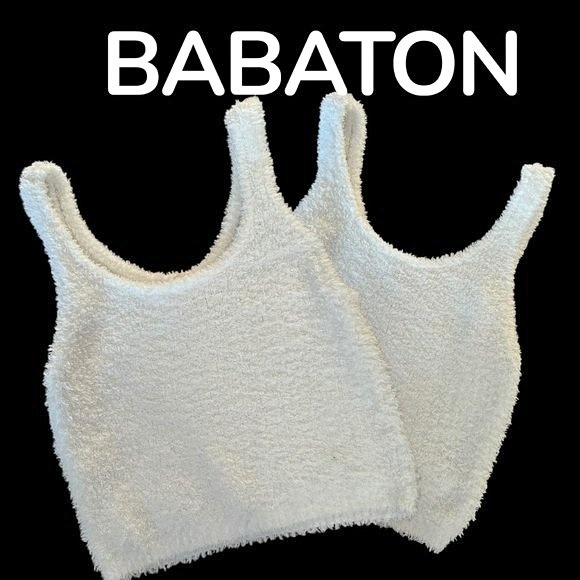 THE GROUP BABATON White Crop Lounge/Casual Tank