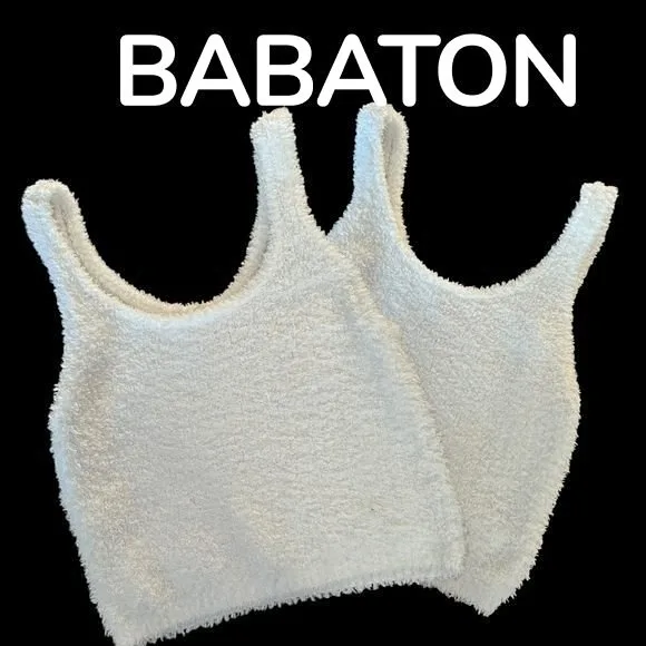 THE GROUP BABATON White Crop Lounge/Casual Tank